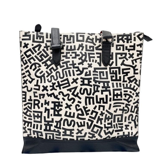 COACH コーチ トートバッグ グラハム ストラクチャード トート C6872 ブラック ホワイト系 レザー ユニセックス ディズニー ミッキーマウス キースへリング コラボ 2WAY 美品