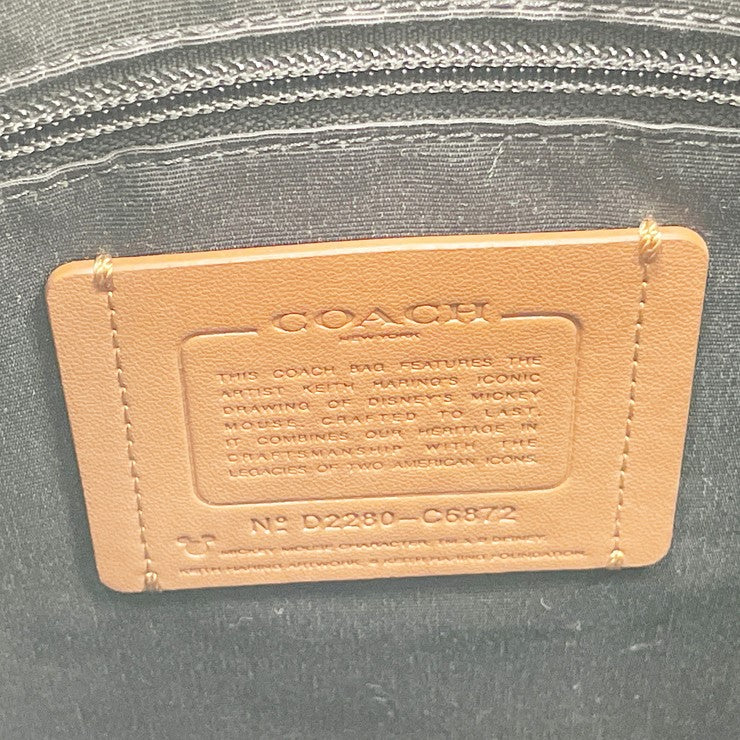 COACH コーチ トートバッグ グラハム ストラクチャード トート C6872 ブラック ホワイト系 レザー ユニセックス ディズニー ミッキーマウス キースへリング コラボ 2WAY 美品
