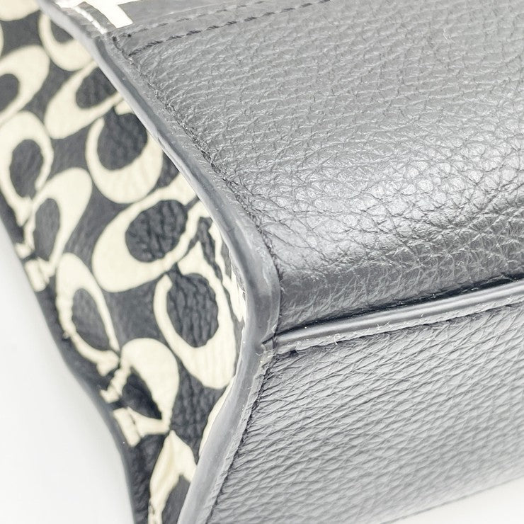 COACH コーチ トートバッグ グラハム ストラクチャード トート C6872 ブラック ホワイト系 レザー ユニセックス ディズニー ミッキーマウス キースへリング コラボ 2WAY 美品