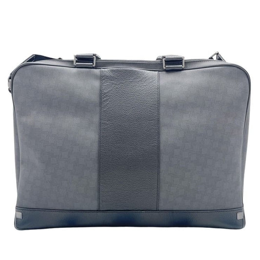 dunhill ダンヒル ビジネスバッグ Dエイト ダブルジップブリーフ L3F141Z ブラック系 PVC レザー メンズ シルバー金具 美品