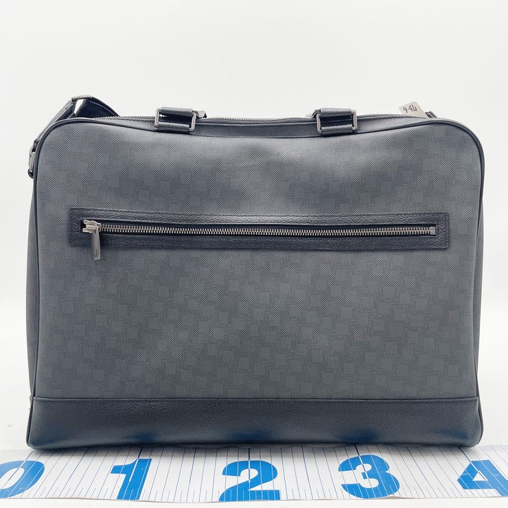dunhill ダンヒル ビジネスバッグ Dエイト ダブルジップブリーフ L3F141Z ブラック系 PVC レザー メンズ シルバー金具 美品