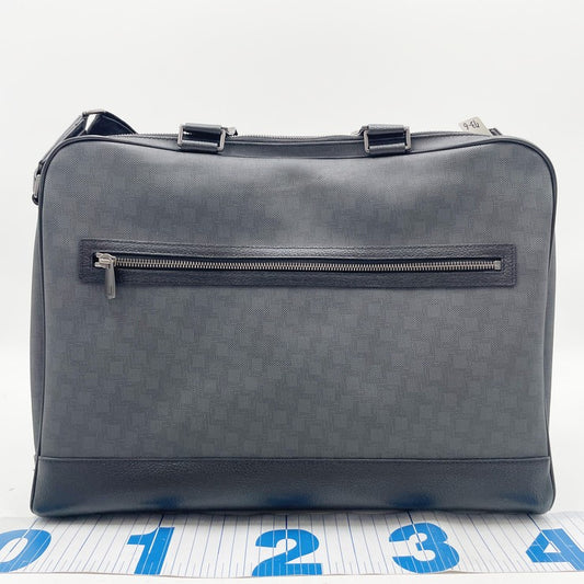 dunhill ダンヒル ビジネスバッグ Dエイト ダブルジップブリーフ L3F141Z ブラック系 PVC レザー メンズ シルバー金具 美品