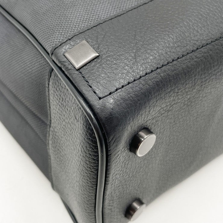 dunhill ダンヒル ビジネスバッグ Dエイト ダブルジップブリーフ L3F141Z ブラック系 PVC レザー メンズ シルバー金具 美品