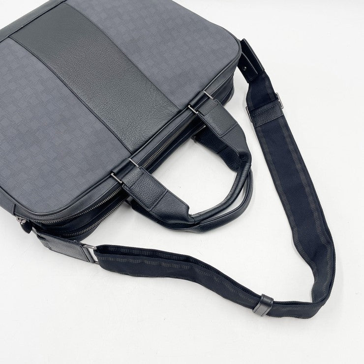 dunhill ダンヒル ビジネスバッグ Dエイト ダブルジップブリーフ L3F141Z ブラック系 PVC レザー メンズ シルバー金具 美品
