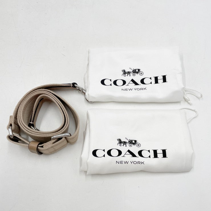 COACH コーチ トートバッグ カーゴトート CP158 ベージュ系 キャンバス レディース ターンロック シルバー金具 美品