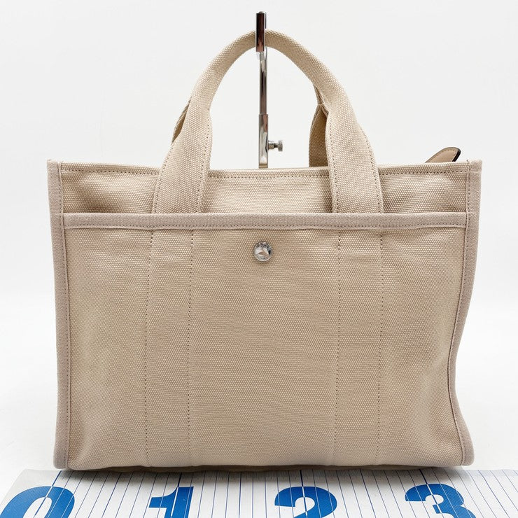 COACH コーチ トートバッグ カーゴトート CP158 ベージュ系 キャンバス レディース ターンロック シルバー金具 美品