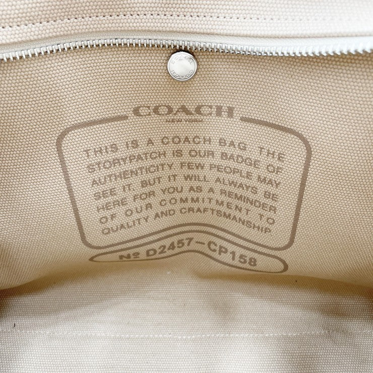 COACH コーチ トートバッグ カーゴトート CP158 ベージュ系 キャンバス レディース ターンロック シルバー金具 美品