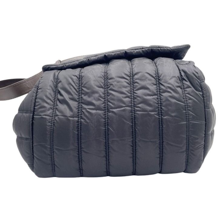 MONCLER モンクレール ショルダーバッグ DIST I109B5D00007 ブラック ブラウン系 ナイロン×レザー レディース シルバー金具 美品