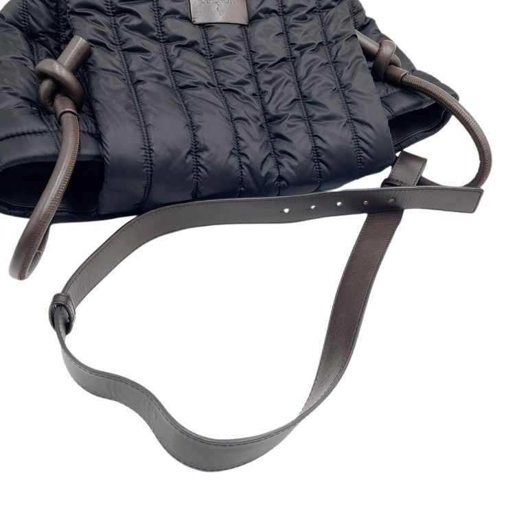 MONCLER モンクレール ショルダーバッグ DIST I109B5D00007 ブラック ブラウン系 ナイロン×レザー レディース シルバー金具 美品