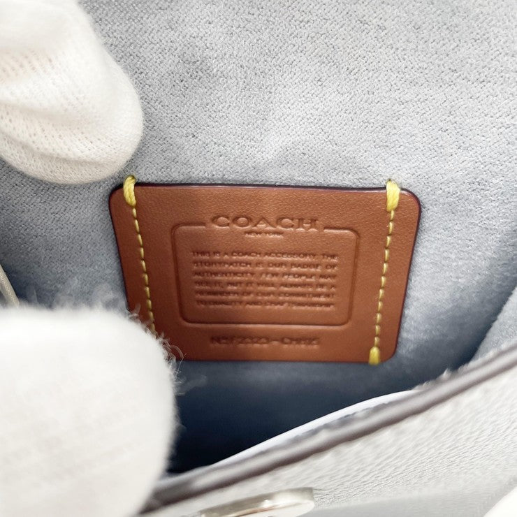 COACH コーチ ショルダーバッグ フォン クロスボディバッグ CH815 ブルーグレー系 レザー レディース スマホショルダー シルバー金具 超美品