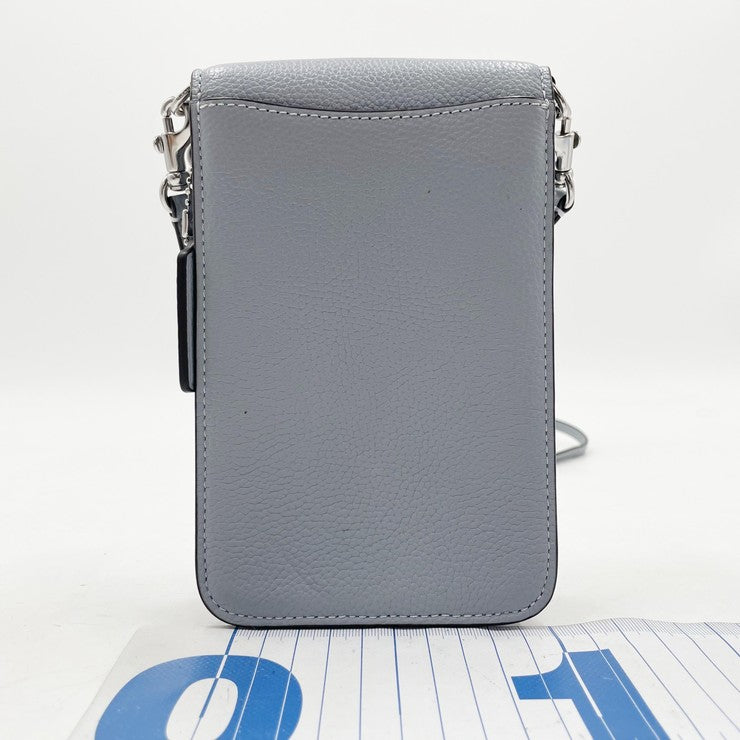 COACH コーチ ショルダーバッグ フォン クロスボディバッグ CH815 ブルーグレー系 レザー レディース スマホショルダー シルバー金具 超美品