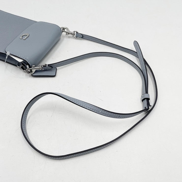 COACH コーチ ショルダーバッグ フォン クロスボディバッグ CH815 ブルーグレー系 レザー レディース スマホショルダー シルバー金具 超美品