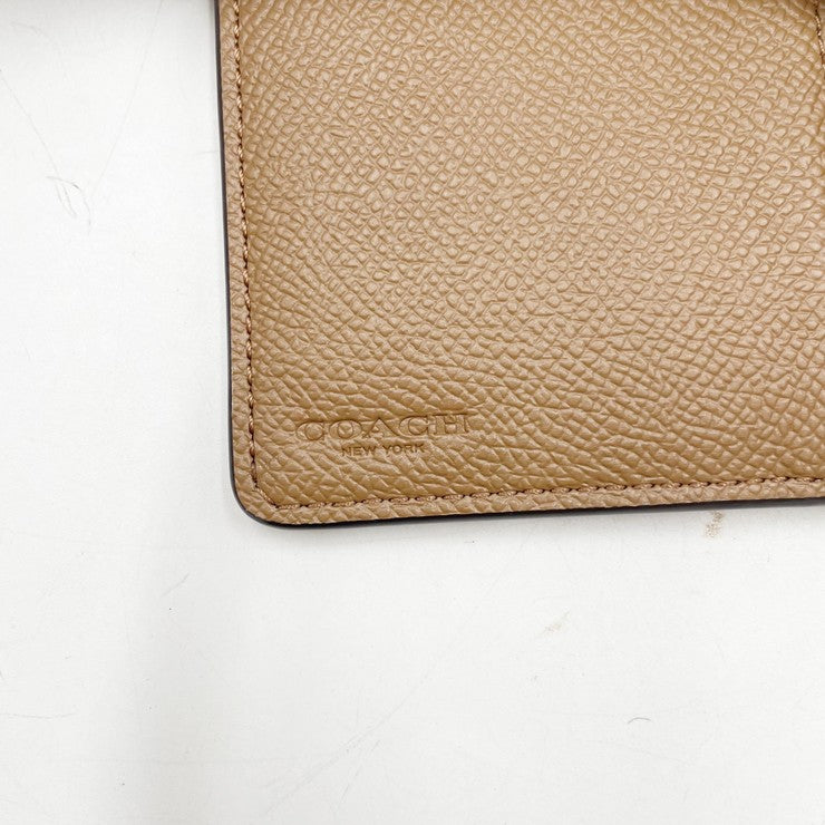 COACH コーチ 二つ折り財布 ミディアムコーナージップウォレット 6390 ホワイト系 レザー レディース ゴールド金具 超美品