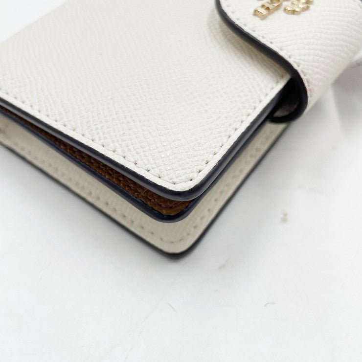 COACH コーチ 二つ折り財布 ミディアムコーナージップウォレット 6390 ホワイト系 レザー レディース ゴールド金具 超美品