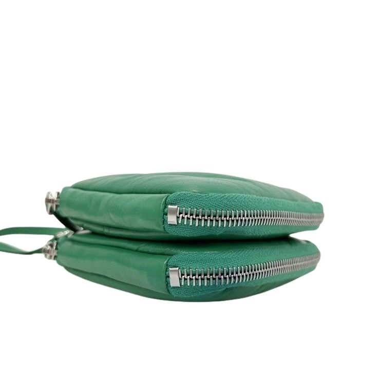 PRADA プラダ ショルダーバッグ トライアングルミニ 1NR015 グリーン系 レザー レディース チェーン シルバー金具 美品