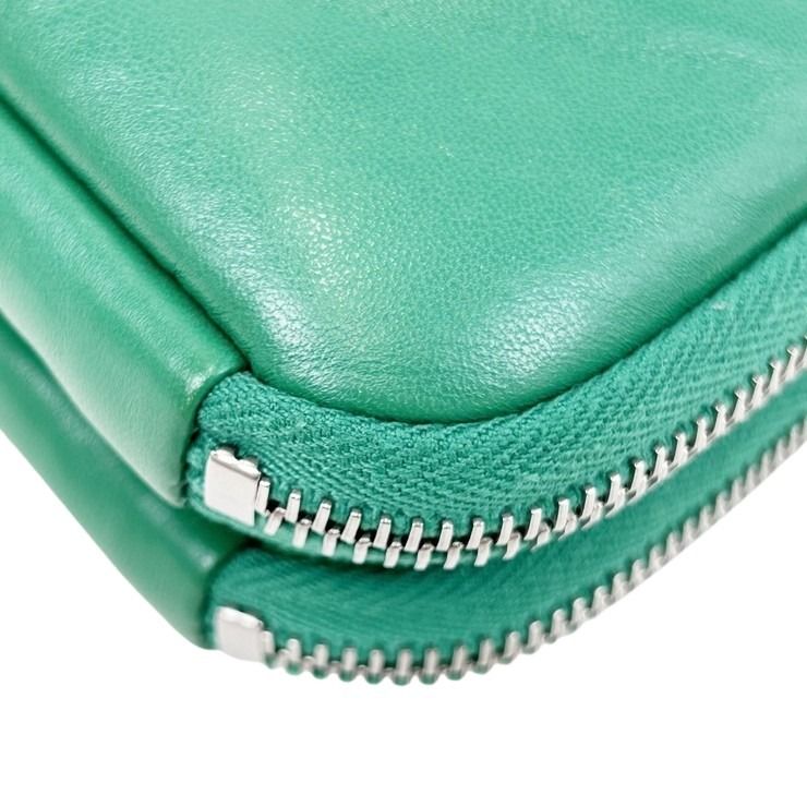 PRADA プラダ ショルダーバッグ トライアングルミニ 1NR015 グリーン系 レザー レディース チェーン シルバー金具 美品
