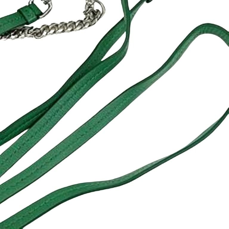 PRADA プラダ ショルダーバッグ トライアングルミニ 1NR015 グリーン系 レザー レディース チェーン シルバー金具 美品