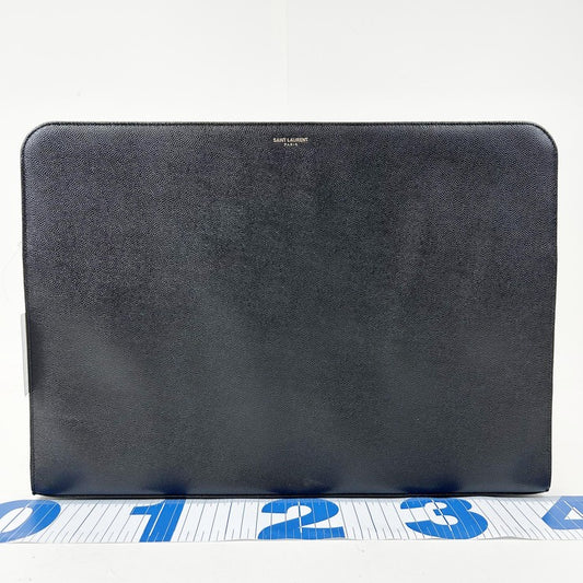SAINT LAURENT サンローラン クラッチバッグ 328552 ブラック系 レザー ユニセックス ゴールド金具 美品