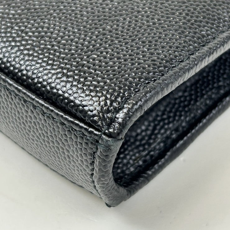 SAINT LAURENT サンローラン クラッチバッグ 328552 ブラック系 レザー ユニセックス ゴールド金具 美品