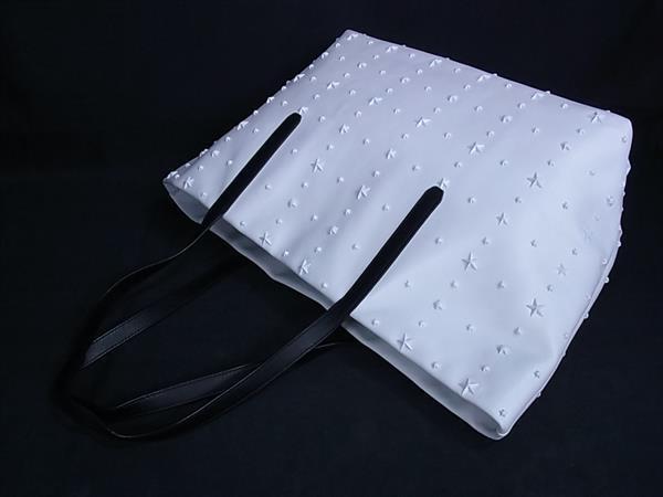 JIMMY CHOO ジミーチュウ トートバッグ ピムリコ ホワイト ブラック レザー レディース スタースタッズ エンボス