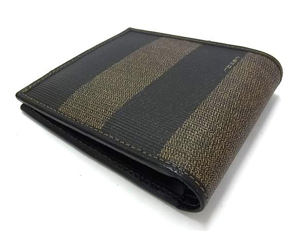 FENDI フェンディ 財布 ペカン 2251 01445 068 カーキ系 PVC レザー メンズ 二つ折り 財布 美品