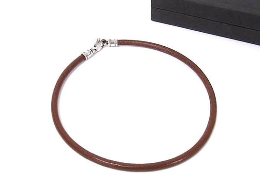 BVLGARI ブルガリ チョーカー ブラウン レザー メタル ユニセックス 美品