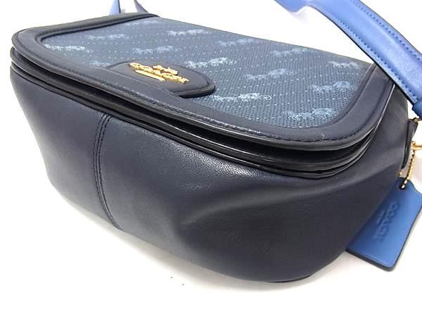 COACH コーチ ショルダーバッグ ホースアンドキャリッジ C4059 ネイビー系 PVC レザー レディース ゴールド金具 美品