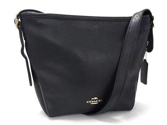 COACH コーチ ショルダーバッグ 36536 ブラック レザー レディース ゴールド金具 美品