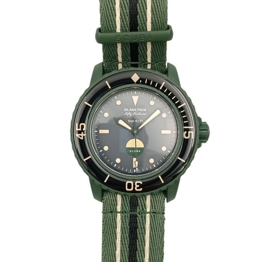 BLANCPAIN swatch ブランパン スウォッチ 時計 SCUBA フィフティファゾムス グリーンアビス SO35G100 グリーン文字盤 バイオセラミック ナイロン メンズ アナログ 新古未使用展示品
