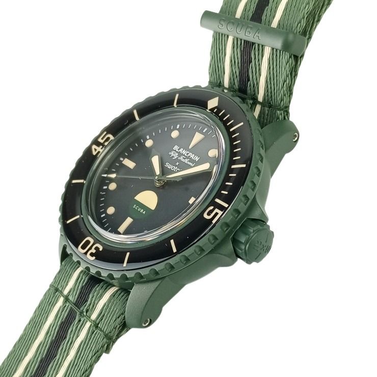 BLANCPAIN swatch ブランパン スウォッチ 時計 SCUBA フィフティファゾムス グリーンアビス SO35G100 グリーン文字盤 バイオセラミック ナイロン メンズ アナログ 新古未使用展示品