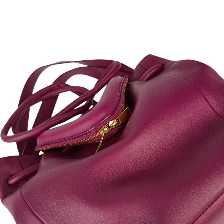 BOTTEGA VENETA ボッテガヴェネタ ショルダーバッグ BEAK ビーク 666531 パープル系 レザー レディース 2WAY ゴールド金具 美品