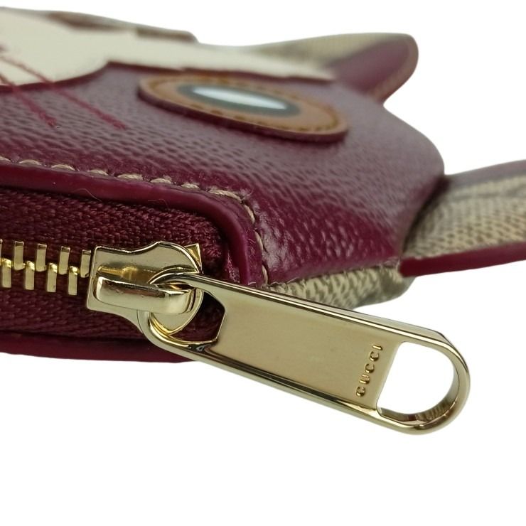 GUCCI グッチ コインケース GGスプリーム ズー キャット シェイプ 818766 ボルドー ベージュ PVC レザー レディース ゴールド金具 新古未使用展示品