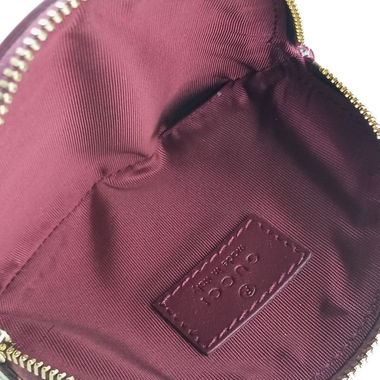 GUCCI グッチ コインケース GGスプリーム ズー キャット シェイプ 818766 ボルドー ベージュ PVC レザー レディース ゴールド金具 新古未使用展示品