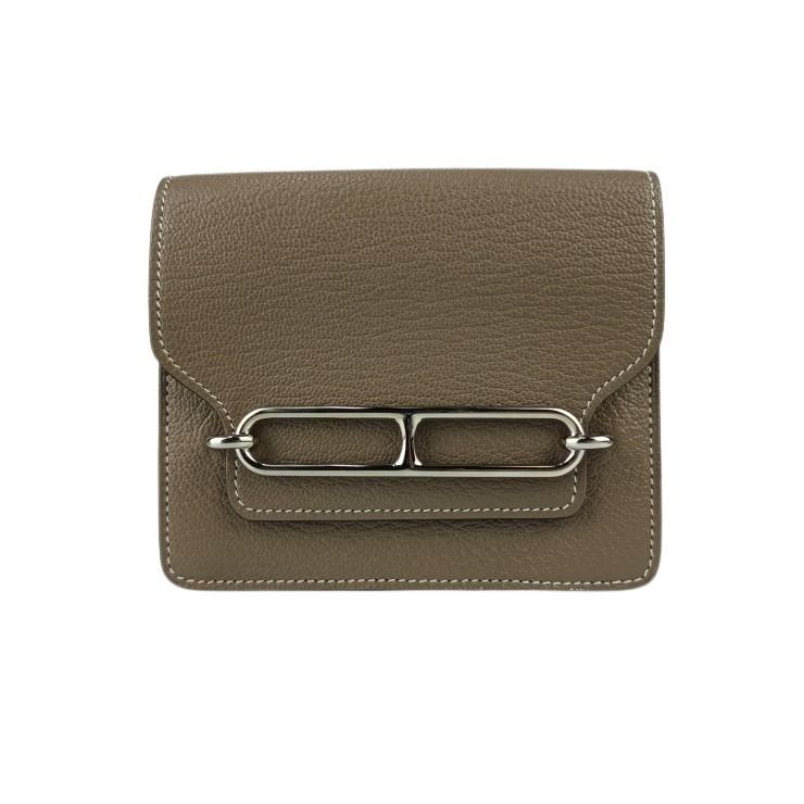 HERMES エルメス コインケース ロウリス ルリ スリム エトゥープ シェブルミゾル レディース シルバー金具 超美品