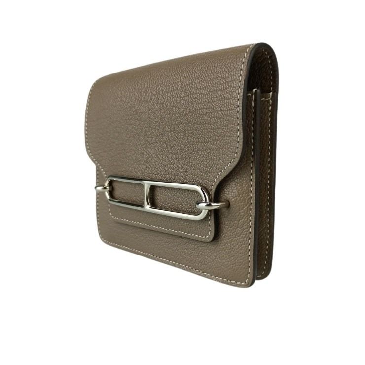 HERMES エルメス コインケース ロウリス ルリ スリム エトゥープ シェブルミゾル レディース シルバー金具 超美品