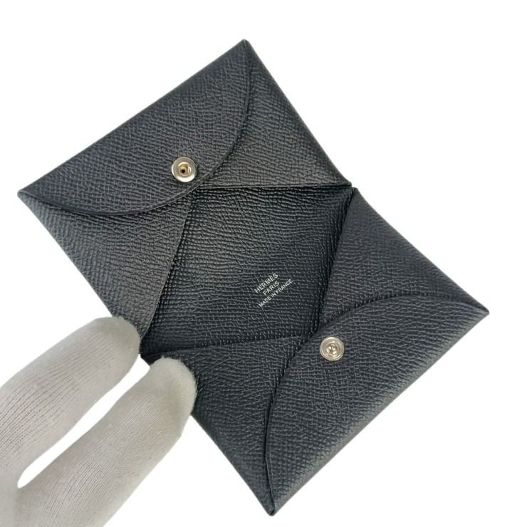 HERMES エルメス カードケース/名刺入れ CALVI カルヴィ 044164CK BLACK エプソン ユニセックス 超美品