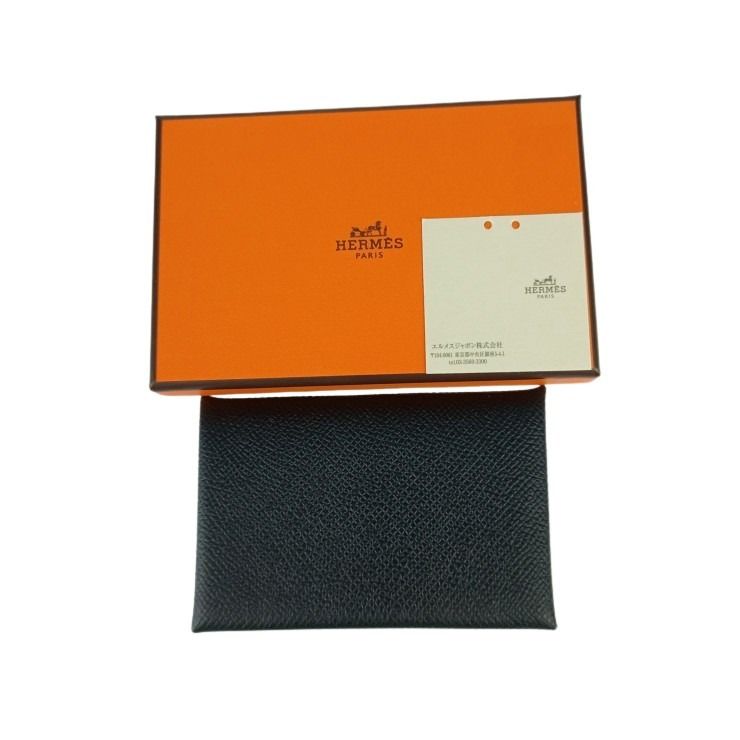 HERMES エルメス カードケース/名刺入れ CALVI カルヴィ 044164CK BLACK エプソン ユニセックス 超美品