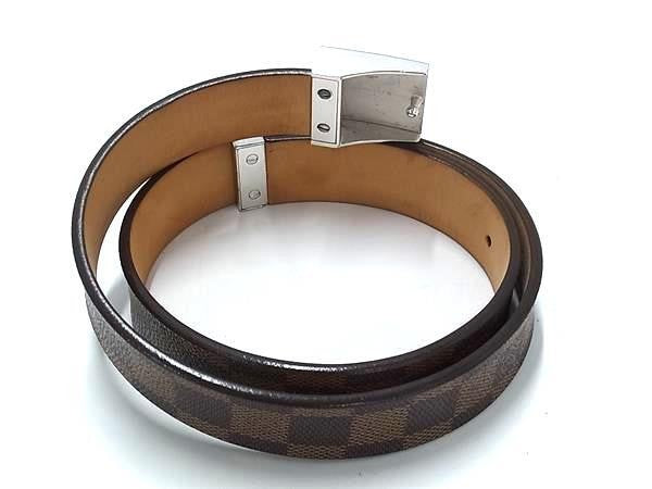 LOUIS VUITTON ルイヴィトン ベルト ダミエ サンチュール キャレ M6803 エベヌ系 PVC レザー ユニセックス 美品