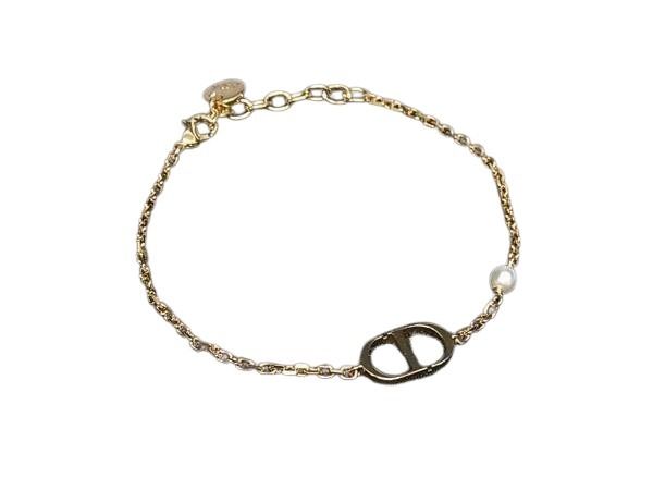 Christian Dior クリスチャンディオール ブレスレット CDロゴ パール ブレスレット ゴールド系 メタル レディース 超美品