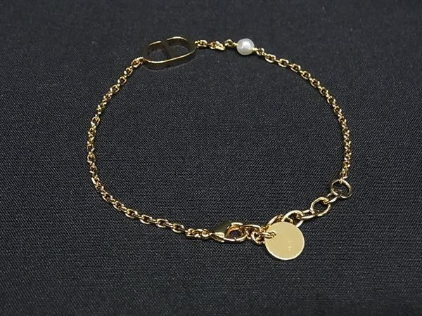 Christian Dior クリスチャンディオール ブレスレット CDロゴ パール ブレスレット ゴールド系 メタル レディース 超美品