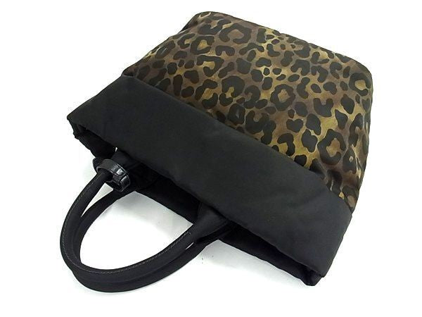 PRADA プラダ ハンドバック テスートダブル トートバッグ B1959V MIMETICO L ナイロン レディース ヒョウ柄 シルバー金具 美品