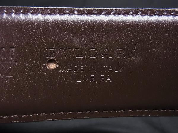BVLGARI ブルガリ ベルト ロゴマニア ベージュ系 ブラウン系 キャンバス×レザー ユニセックス シルバー金具 美品