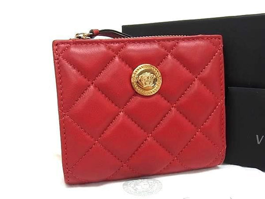 VERSACE ヴェルサーチェ 二つ折り財布 メデューサ 1005564 レッド系 レザー レディース 新品未使用展示品