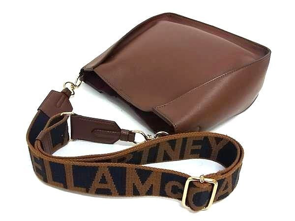 STELLA McCARTNEY ステラ マッカートニー ショルダーバッグ ブラウン系 レザー レディース パンチング ロゴ ゴールド金具 美品