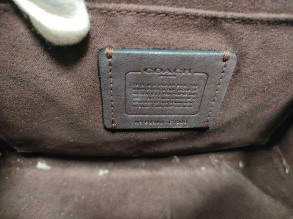 COACH コーチ ハンドバッグ シグネチャー ペッパー サッチェル C7228 ブラウン ブラック系 PVC レザー レディース 2WAY ショルダーバッグ ゴールド金具
