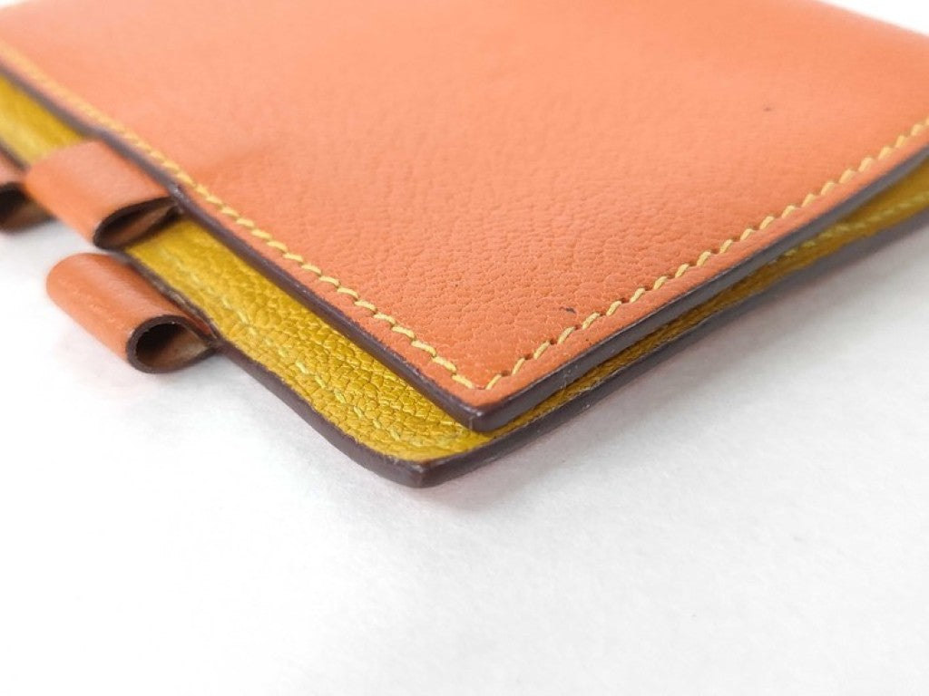 HERMES エルメス 手帳ケース アジェンダ ミニ オレンジ系 イエロー系 レザー ユニセックス 文房具 ステーショナリー 美品