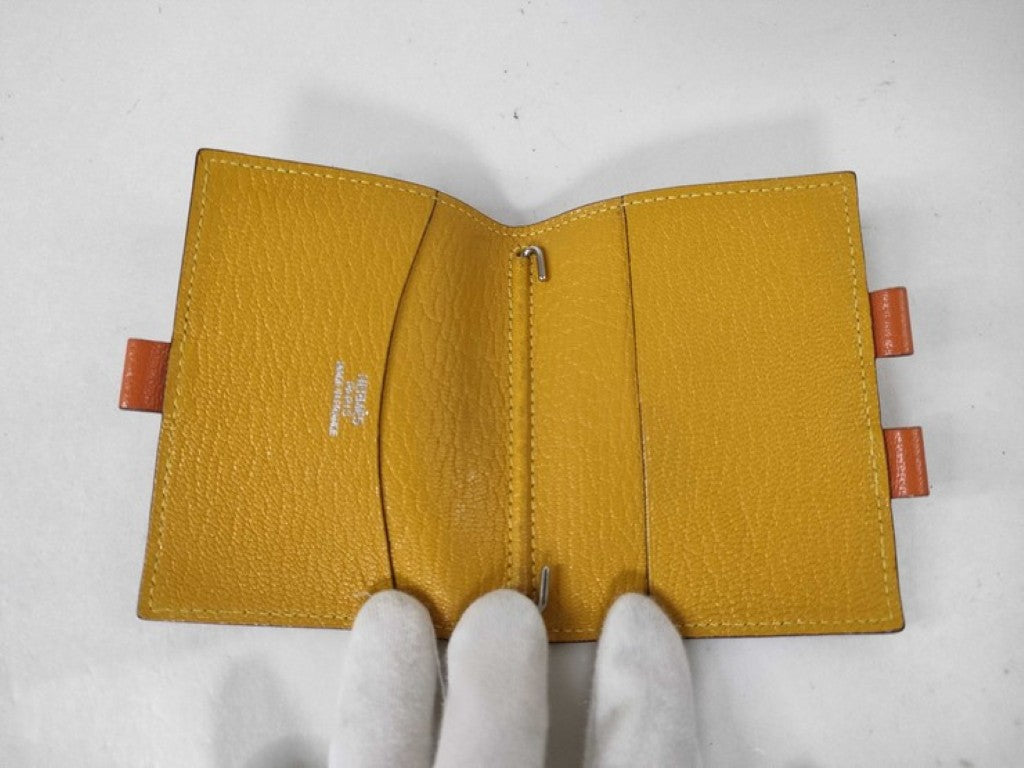 HERMES エルメス 手帳ケース アジェンダ ミニ オレンジ系 イエロー系 レザー ユニセックス 文房具 ステーショナリー 美品