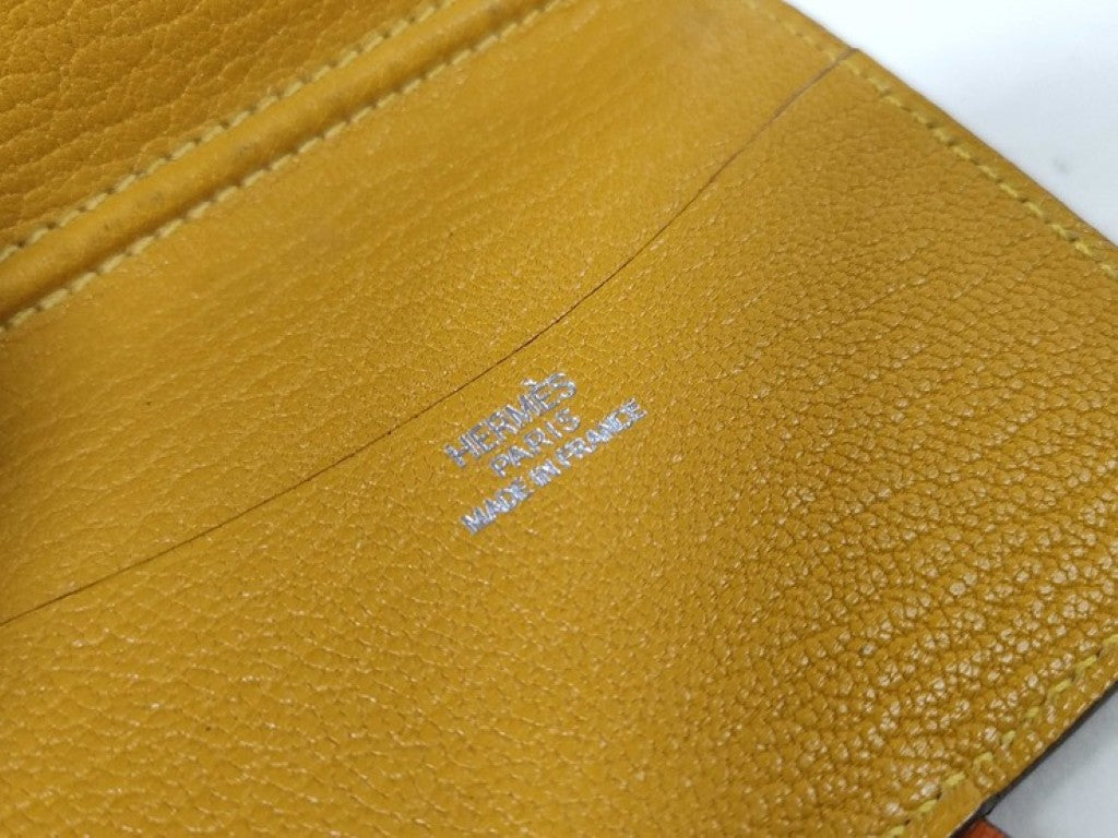 HERMES エルメス 手帳ケース アジェンダ ミニ オレンジ系 イエロー系 レザー ユニセックス 文房具 ステーショナリー 美品
