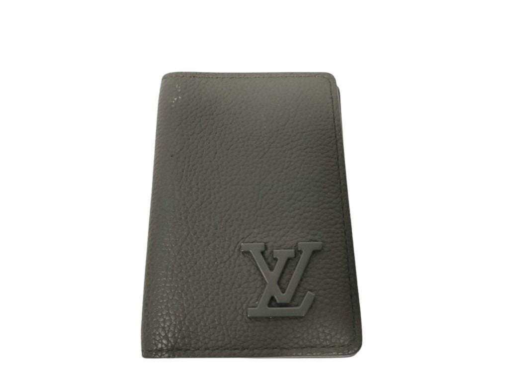 LOUIS VUITTON ルイヴィトン カードケース アエログラム オーガナイザードゥポッシュ M82277 カーキ系 レザー メンズ パスケース 名刺入れ 美品