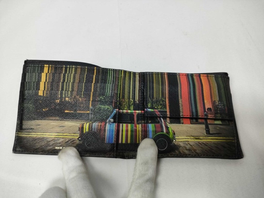 Paul Smith ポールスミス 2つ折り財布 M1A ブラック マルチカラー系 レザー メンズ ミニクーパー 美品